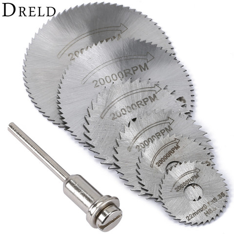 DREL 7 pcs HSS Rotary Tools Circular Saw Blades Cutting Discs Mandrel Cutoff Mini Saw Blade Wood Drills Tools Dremel Accessories ► Photo 1/6