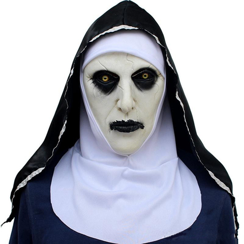 Halloween Nun Mask Horror Latex Masks Cosplay Mascarillas Valak Face Masques With Headpiece Wholesale And dropshipping ► Photo 1/6
