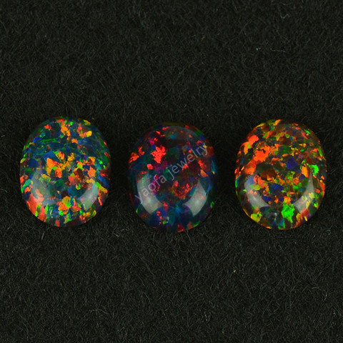 Popular Lab grown opal black opal 6*8mm-13*18mm oval shape flat back cabochon stone for jewelry making ► Photo 1/5