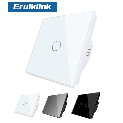 Eruiklink EU/UK  Wall Light Switch,White Crystal Glass Panel Touch switch light for Smart Home ► Photo 1/5