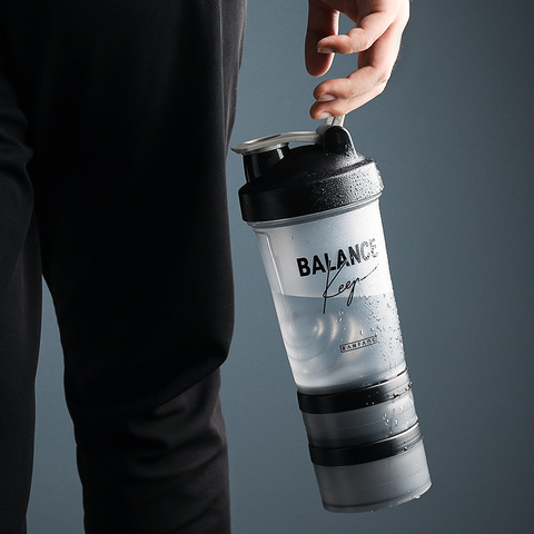 500ML Sports Water Bottles Protein Shaker Milk Mixing Black Portable Outdoor Leakproof Plastic Bottle BPA Free ► Photo 1/6
