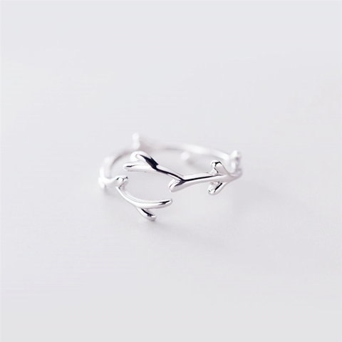 Sole Memory Cool Fresh Literary Twig Simple Cute 925 Sterling Silver Female Resizable Opening Rings SRI433 ► Photo 1/5