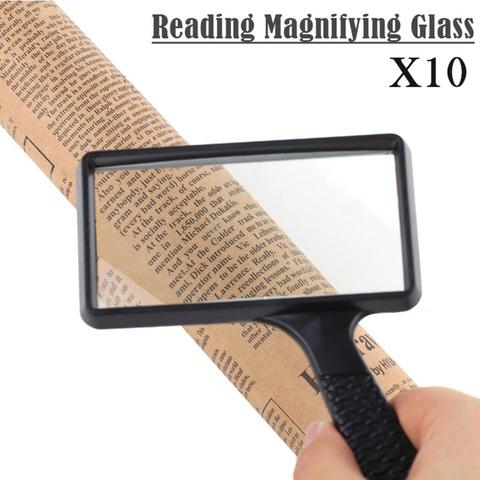 10X Handheld Square Reading Magnifier Magnifying Glass Loupe 84026 ABS+Glass Lens 10times Magnifier For Magazine Books Newspaper ► Photo 1/6