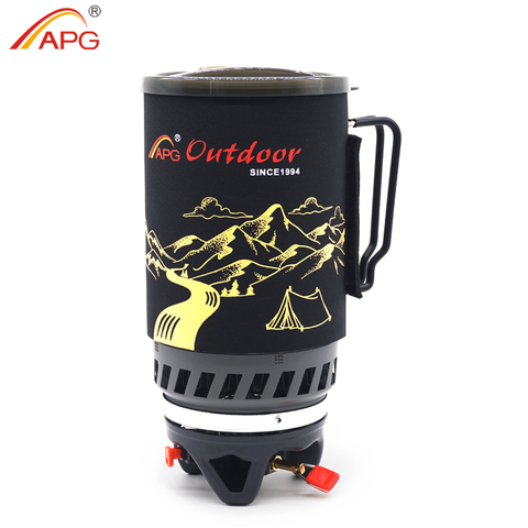 APG Portable 1400ml Cooking System Outdoor Hiking Camping Stove Heat Exchanger Pot Propane Gas Burners ► Photo 1/6