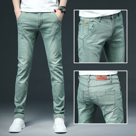 Mens Colored Jeans Stretch Skinny Jeans Men Fashion Casual Slim Fit Denim Trousers Male Green Black Khaki White Pants Male Brand ► Photo 1/6