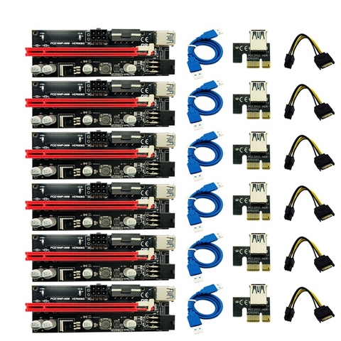 6Pcs Newest Ver009 Usb 3.0 Pci-E Riser Ver 009S Express 1X 4X 8X 16X Extender Riser Adapter Card Sata 15Pin to 6 Pin Power Cable ► Photo 1/6