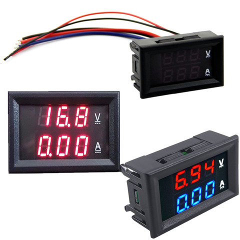 DC 0-100V 10A 0.28 Digital Voltmeter Ammeter Red Blue LED Dual Display Voltage Current Indicator Monitor Detector ► Photo 1/3