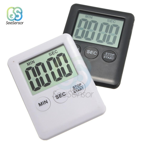 Super Thin LCD Digital Screen Kitchen Timer Square Cooking Count Up Countdown Alarm Magnet Clock Stopwatch 5 Colors ► Photo 1/6