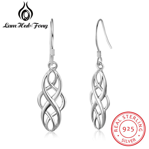 925 Sterling Silver Earrings for Women Braided Shape 21mm Dangle Drop Earrings Simple Jewelry Anniversary Gift (Lam Hub Fong) ► Photo 1/6