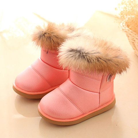 COZULMA Children Warm Boots Boys Girls Winter Snow Boots with Fur 1-6 Years Kids Snow Boots Children Soft Bottom Shoes ► Photo 1/6