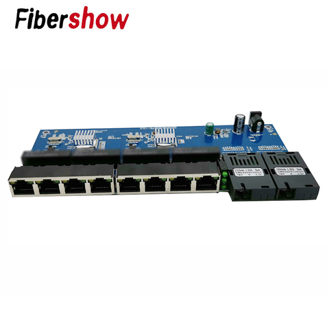 Gigabit Ethernet switch Fiber Optical Media Converter PCBA 8 RJ45 UTP and 2 SC fiber Port 10/100/1000M  Board PCB 1PCS ► Photo 1/6