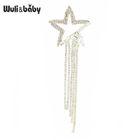 Wuli&baby Sparkling Star Zircon Tassel Brooches Women Luxury Event Party Jewelry Brooch Pins New Year Gift 2022 Designer Badge ► Photo 1/4