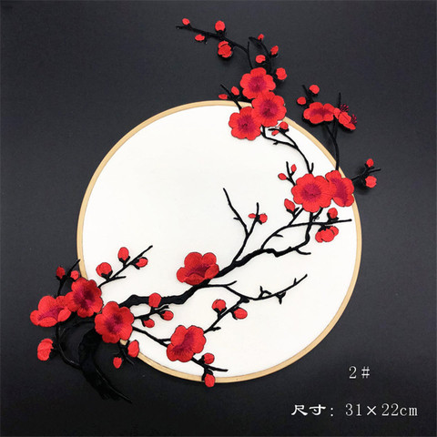 Plum Blossom Flower patch Fabric Sticker Iron On Sew On Patch Craft Sewing Repair Embroidered Applique Clothing pillow Patch ► Photo 1/6