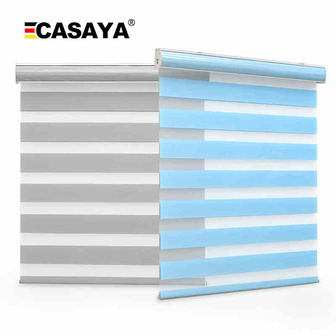 Free shipping double layer zebra blinds fabric inserted dust cover day and night roller blinds for customized size ► Photo 1/6