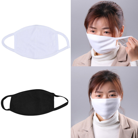 10Pcs 2/3-Ply Black White Cotton Mouth Mask Washable Reusable Elastic Anti Dust Pollution Casual Earloops Mouth-Muffle ► Photo 1/6