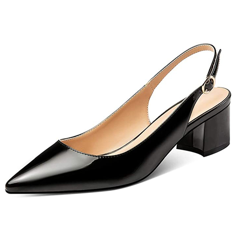 Lovirs Women's Sexy Patent Leather Pointed Toe Block Heels 5cm Pumps Slingback Evening Party Shoes Sexy Women Pumps US 5-15 ► Photo 1/6