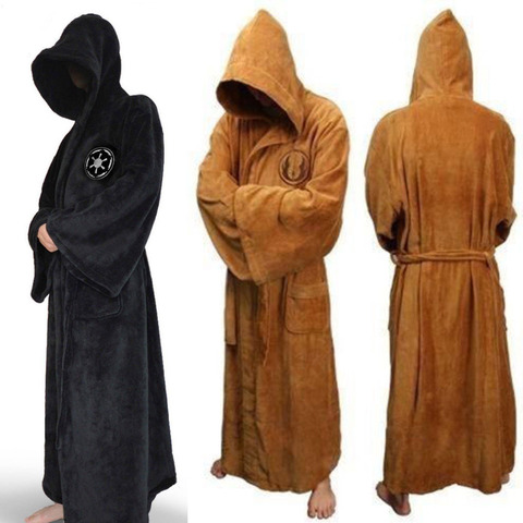 Men Winter Flannel Robe Male With Hooded Thick Dressing Gown Jedi Empire Men's Bathrobe Long Robe Mens Bath Robes Sleepwears ► Photo 1/6