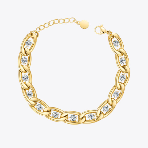 ENFASHION Zircons Chain Bracelet For Women Stainless Steel Elegant Bracelets Gold Color Fashion Jewelry Pulseras Friends B212228 ► Photo 1/4