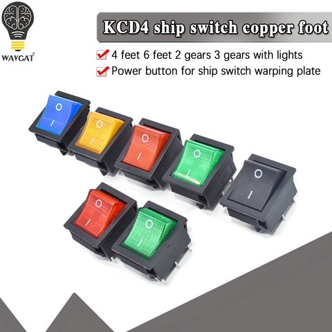 KCD4 Rocker Switch ON-OFF 2 Position 4 Pins /6 Pins Electrical equipment With Light Power Switch Switch cap 16A 250VAC/ 20A 125V ► Photo 1/6