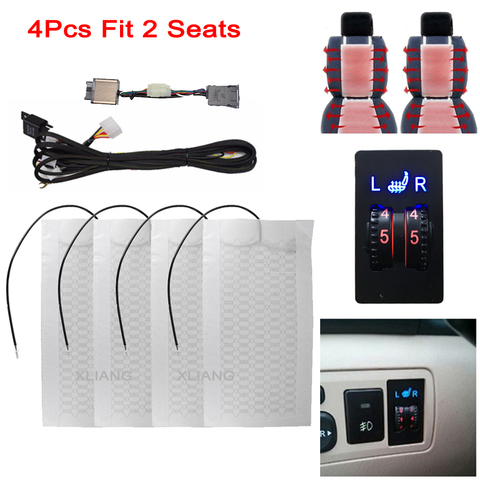 Car Heated heating Heater 12V Universal Carbon Fiber Car Seat Heater Heat Pads 2 Dial 5 Level Switch Winter Warmer Seat Covers ► Photo 1/6