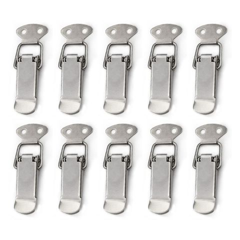 10 Pcs Stainless Steel Buckle Snap Hasp Cabinet Luggage Closure Spring Loaded Toggle Tie DIY Metal Buckles Lock Fasteners Tools ► Photo 1/5