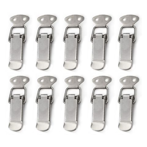 10 Pcs Stainless Steel Buckle Snap Hasp Cabinet Luggage Closure Spring Loaded Toggle Tie DIY Metal Buckles Lock Fasteners Tools ► Photo 1/5