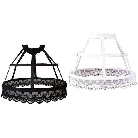 Women Victorian Petticoat 2 Hoops Crinoline Lolita Fishbone Hollow Bird Cage Skirt Embroidery Floral Lace Underskirt ► Photo 1/6