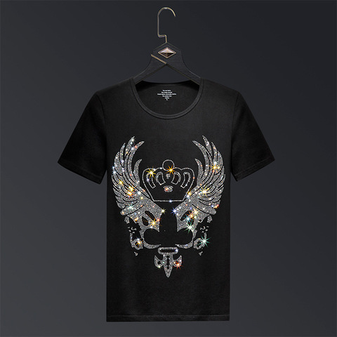 2022 Crown Rhinestones T Shirts Men Brand Short Sleeve Fashion Man Streetwear O Neck Slim Modal Cotton Tshirts Plus Size 6XL ► Photo 1/5