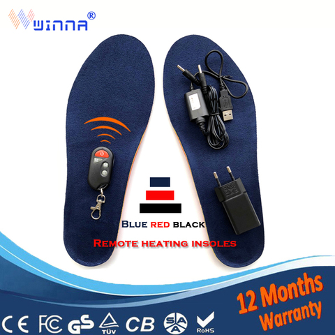 Usb Electrically Heating Insoles with Remote Control Foot Warmer for Women Shoes Winter Outdoor Thermal Insoles Size EUR 35-46 # ► Photo 1/6