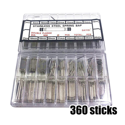 New Style 270pcs/360Pcs Watch Band Spring Bars Strap Pins Remover Stainless Repair Tools 8-25MM Hand Tool Sets ► Photo 1/6