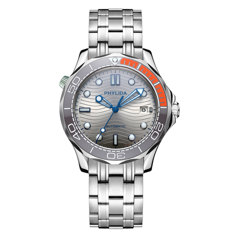 HOT 10BAR 100M Water Resistant Silver Wave Dial JAPAN MIYOTA Automatic Watch DIVER300M Sapphire Crystal ► Photo 1/5