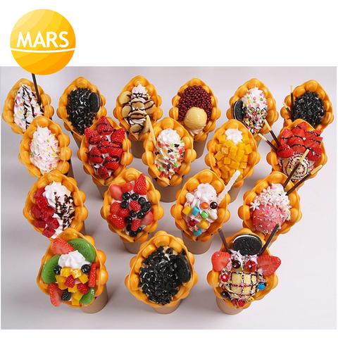 Simulation Eggettes Puff Egg Bubble Waffle Food Model Sample Dessert Display Fake Ice Cream Egg Waffle Props for Window Display ► Photo 1/6