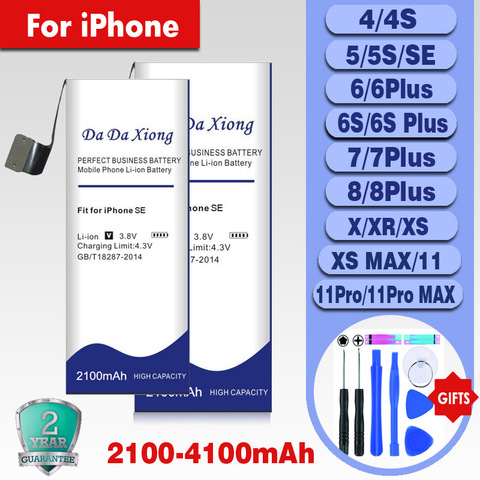 2022 High capacity battery For iPhone 6 6S 7 8 Plus X XR Xs Max Replacement Batteries Internal Phone For iPhone 5 5S SE Battery ► Photo 1/4