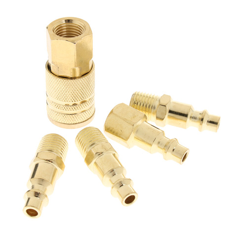 5 Pcs Brass Quick Coupler Air Hose Line End Connector Set for Compressor 1/4 inch ► Photo 1/6