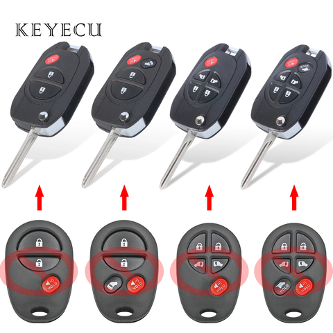 Keyecu GQ43VT20T Upgraded Flip Remote Key 3 4 5 6 Buttons with 4D67 / G Chip for Toyota Highlander Tacoma Sequoia Tundra Sienna ► Photo 1/6