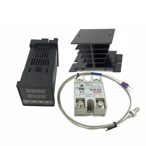 REX-C100 Digital PID Temperature Controller Thermostat Relay/SSR Output 1300C  K Type Thermocouple Probe Sensor Radiator SSR40DA ► Photo 1/6