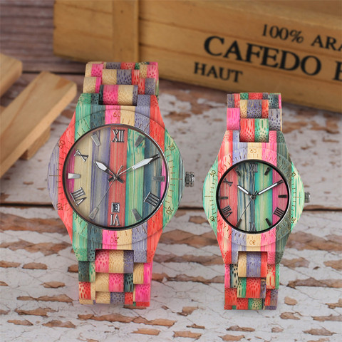 Women Quartz Bamboo Watches Wooden Watch Couple Watches Natural Multi-Colored Bracelet Lovers New Concept Wood Wristwatch ► Photo 1/6