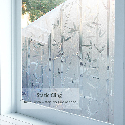 Decorative Adhesive Vinyl Window Privacy Film Static Cling Frosted No Glue Glass Sticker Foil PVC Bamboo Sliding Door Bathroom ► Photo 1/6