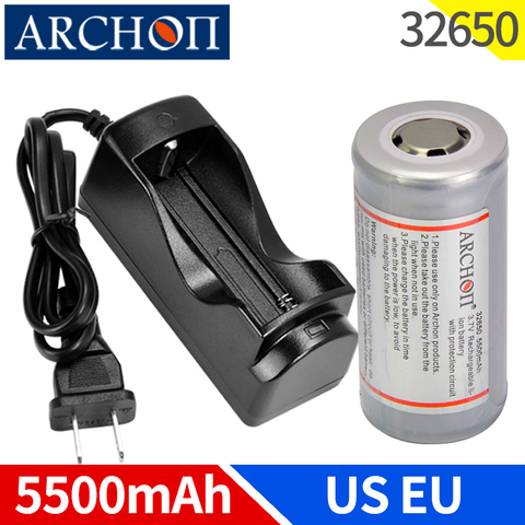 ARCHON original 5500mAh 3.7v 32650 lithium battery Rechargeable battery EU US plug 32650 battery charger genuine torch battery ► Photo 1/6