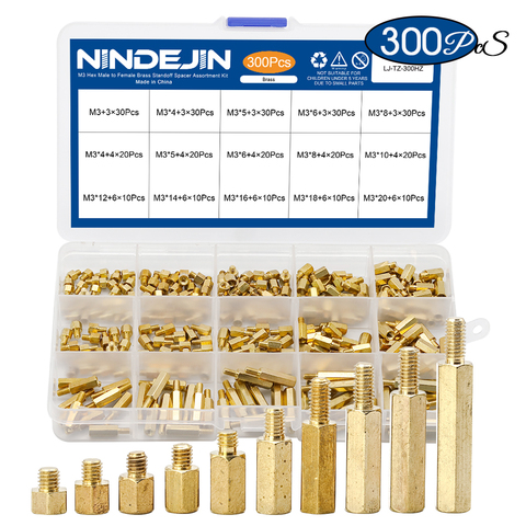 300pcs/set M3 Male Female Hex Brass Standoff Spacer Assortment Kit hexagon gold pcb standoff Pillar motherboard standoff ► Photo 1/6