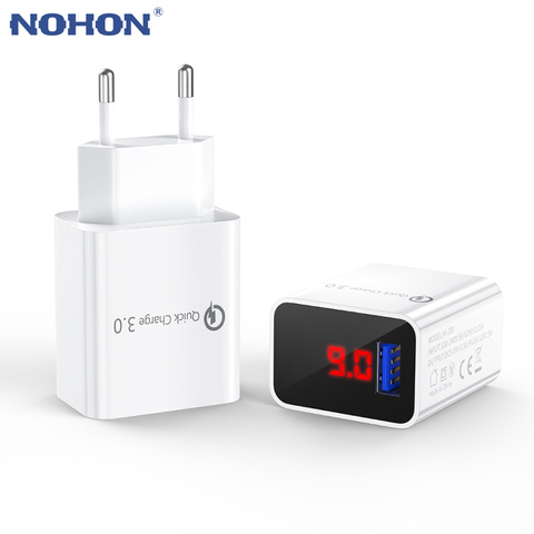 Quick charge 3.0 USB Charger for iPhone 12 11 6 7 8 Xiaomi Samsung Huawei 5V 3A Digital Display Fast Charging Wall Phone Charger ► Photo 1/6