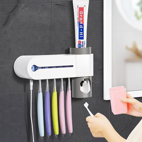 Meijuner Toothbrush Sterilizer UV Sterilization Toothpaste Holder without Punch Smart Electric Toothbrush Dispenser for bathroom ► Photo 1/6