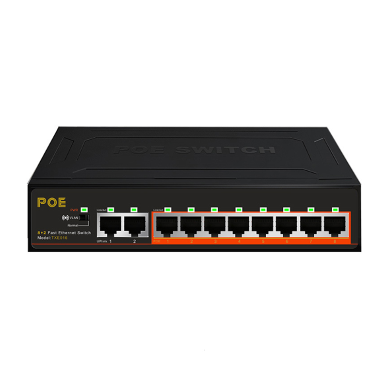 8+2 Ports 8 PoE Injector Power Over Ethernet Switch without Power Adapter 250M 