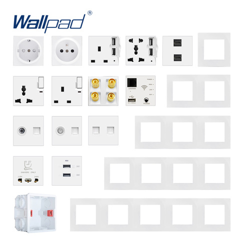 Plastic Frame Wall Light Button Switch Power Socket Outlet White PC Panel Function Key DIY S6 Series Wallpad ► Photo 1/5