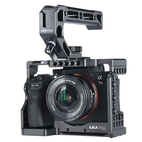 UURig C-A73 Camera Cage for Sony a7iii A7R3 A7M3 Standard Arca-Style Quick Release Plate with Top Handle Grip Sony A7III ► Photo 1/6