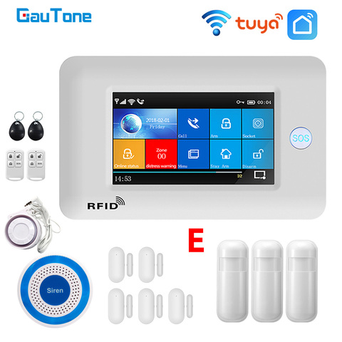 GauTone WiFi GSM Alarm System 433MHz Burglar Security Motion Detector Wireless Solar Siren TUYA Smart Life APP Control ► Photo 1/6