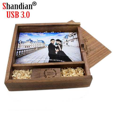 SHANDIAN Free custom LOGO USB 3.0 Maple Photo Album usb+Box usb flash drive Pendrive 4GB 16GB 64GB Photography Album170*170*35 m ► Photo 1/6