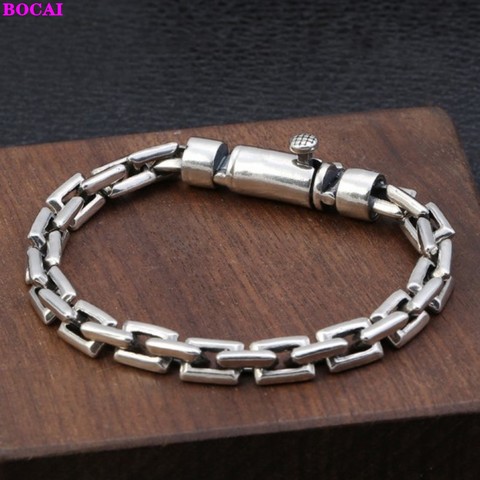 BOCAI S925 Sterling Silver Bracelet Male Couple Personality Trend Thai Silver Fashion Vintage Bracelet For Men 2022 New Fashion ► Photo 1/6