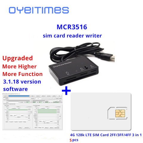 OYEITIMES SIM Card Reader Writer+5PCS 2FF/3FF/4FF Programmable SIM Card Blank LTE WCDMA GSM USIM 4G Card +SIM Personalize Tools ► Photo 1/6