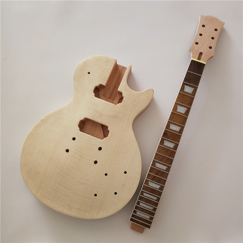 New DIY 1 set  Guitar Mahogany Body and neck Unfinished Electric Guitar Kit ► Photo 1/6